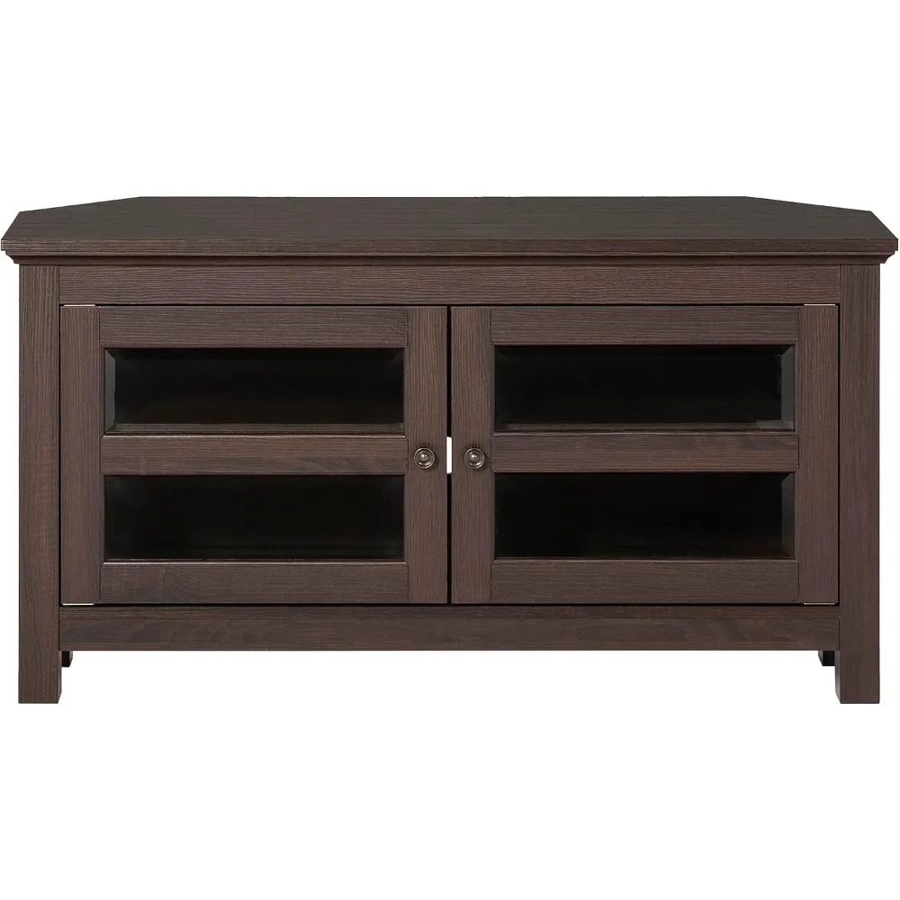 

Modern Farmhouse Wood Corner Universal TV Stand for TV's up to 50" Flat Screen Living Room Storage Entertainment Center