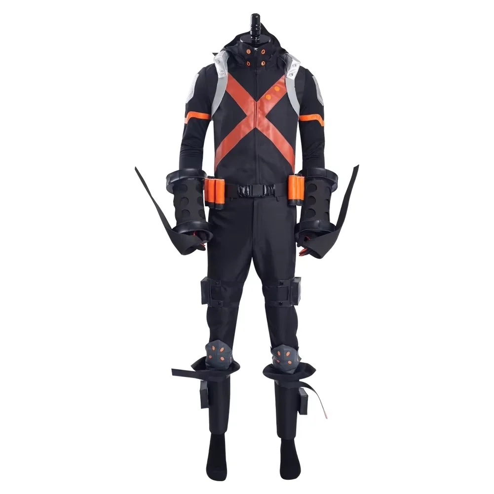 Disfraz de Katsuki Bakugou para Halloween, traje de combate de talla personalizada, con peluca y zapatos