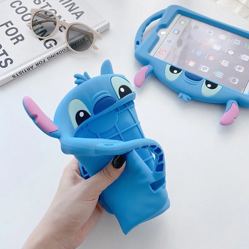 Stitch caso para ipad pro 9.7in 19 20 7/8/9th 10.2 polegada caso suporte mini4/5 9.7 polegada dos desenhos animados silicone à prova de choque crianças capa presente