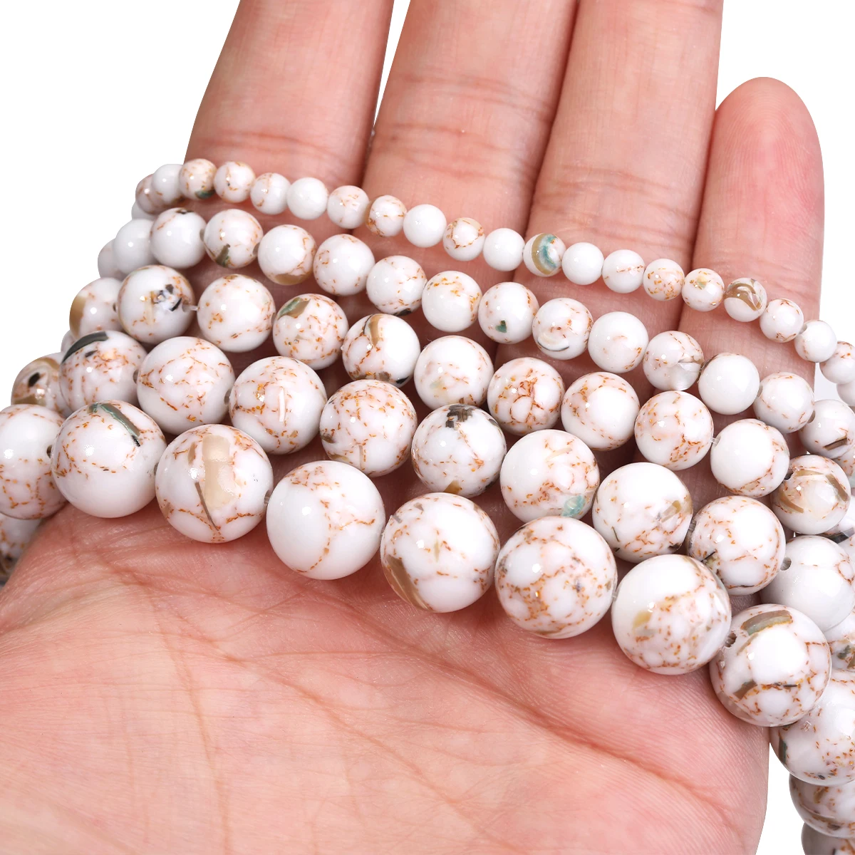 

Natural Second Generation Green Shell Turquoises Stone Loose Round Beads for Jewelry Making Diy Bracelet Necklace 4-12mm 15"