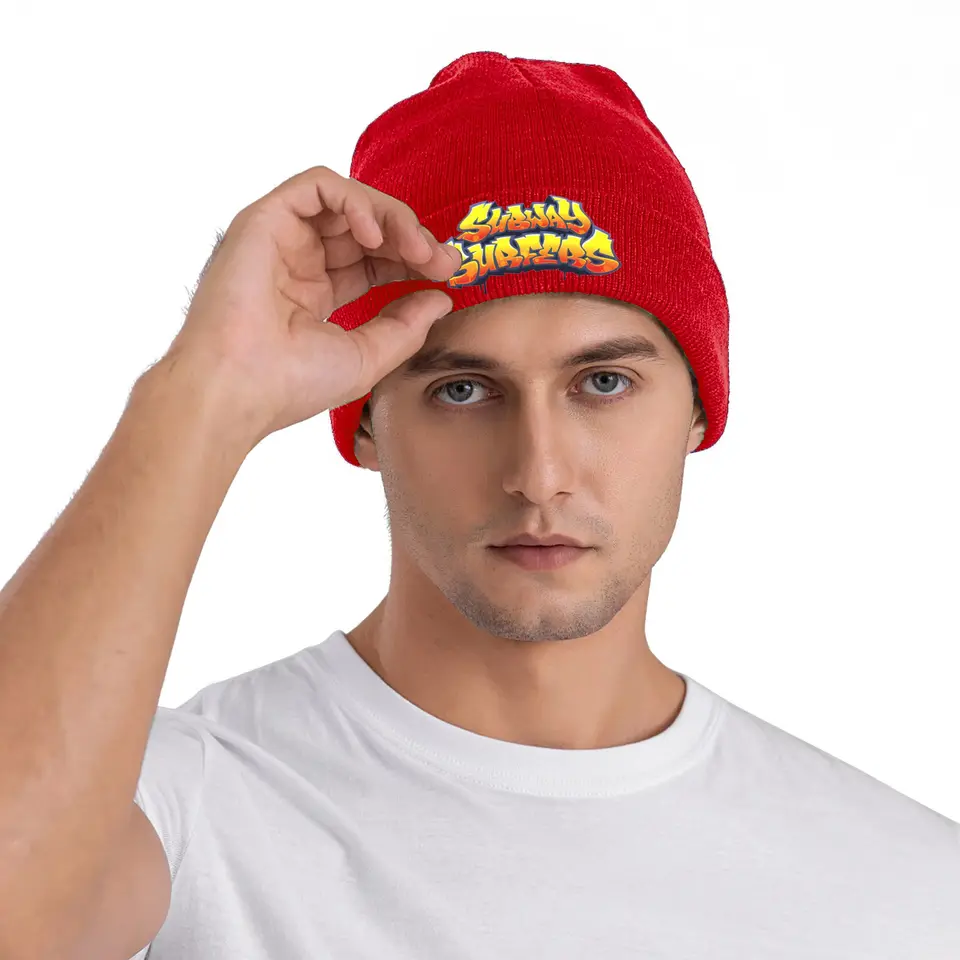 Subway Surfers Logo Hat Autumn Winter Beanie Street Video Game Cap