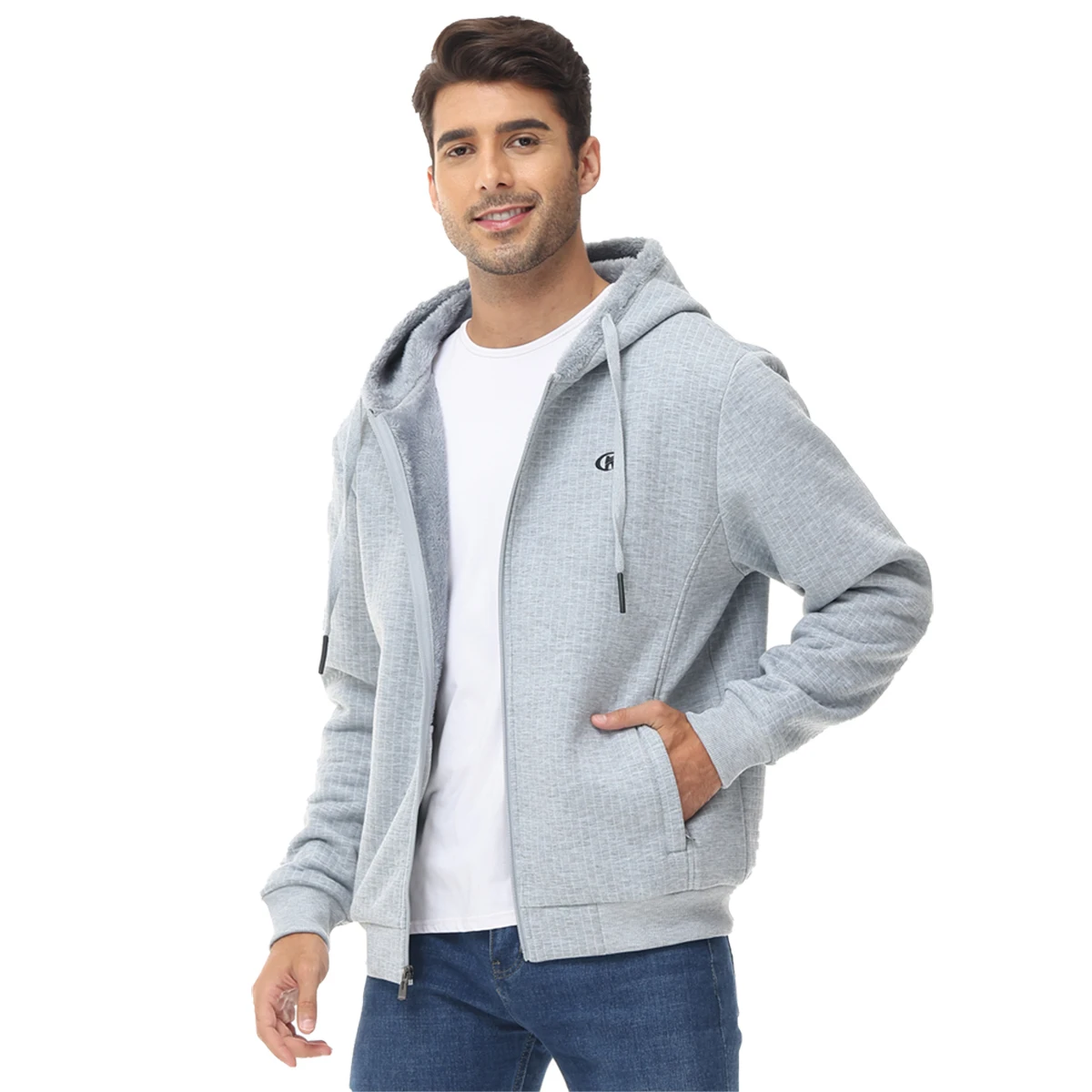 Men's Windproof Hooded Plush Zipper Winter Jacket Casual Coat Thickened Cardigan Outdoor Classic Hoodies Sweatshirts