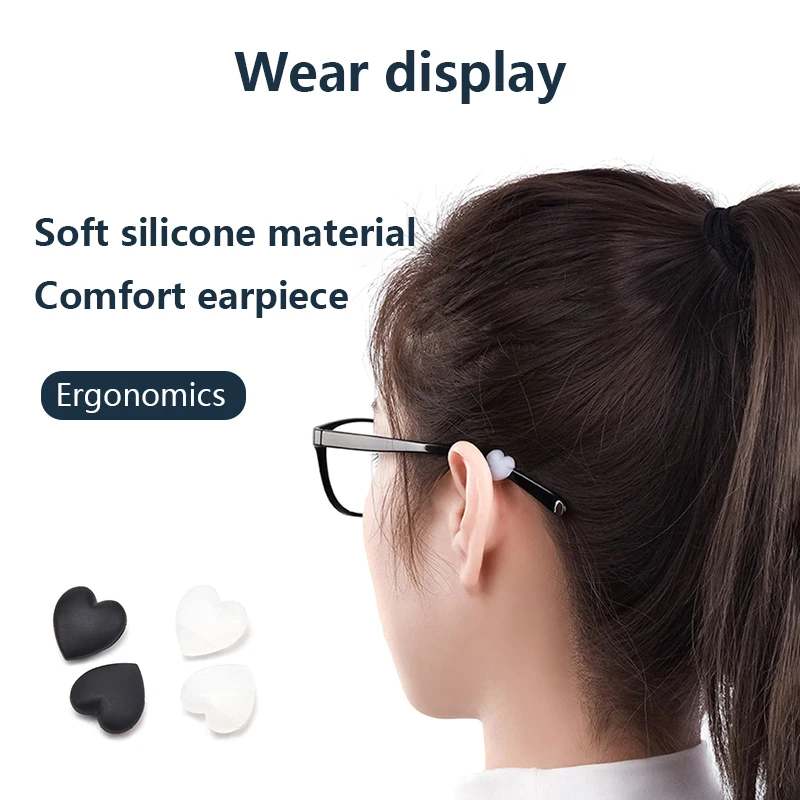 2Pair Fashion Heart Silicone Anti-slip Ear Grip Eyeglasses Leg Ear Hook Stopper Bracket Fastener Accessories Glasses Retainer