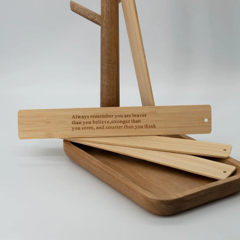 Length:.8 Inch Blank Bamboo Bookmark Engraving Bamboo Blanks Bookmarks Unfinished Wood Hanging Tags 20 Pcs