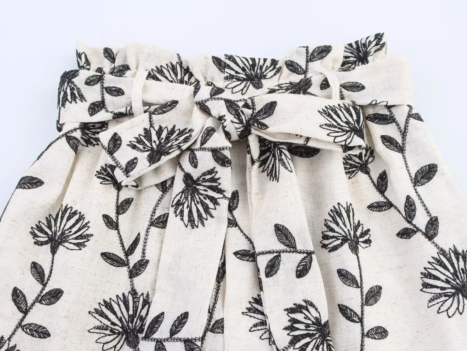 Maxdutti الفرنسية البلد كسول التطريز شورت برمودا الحد الأدنى القوس الديكور فضفاض الصيف السراويل النساء