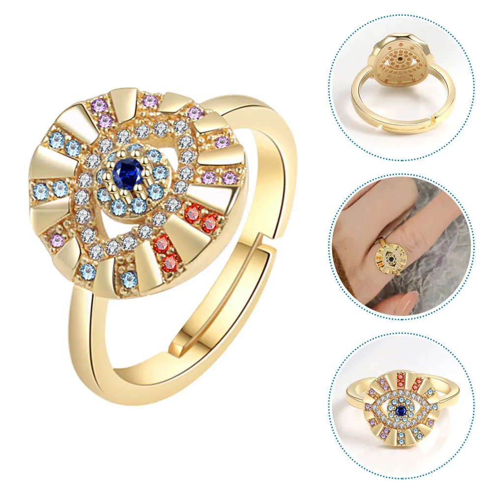 

Gogogmee Adjustable Finger for Women Turkish Evil Eye Design Copper Open Fashion Jewelry Gift