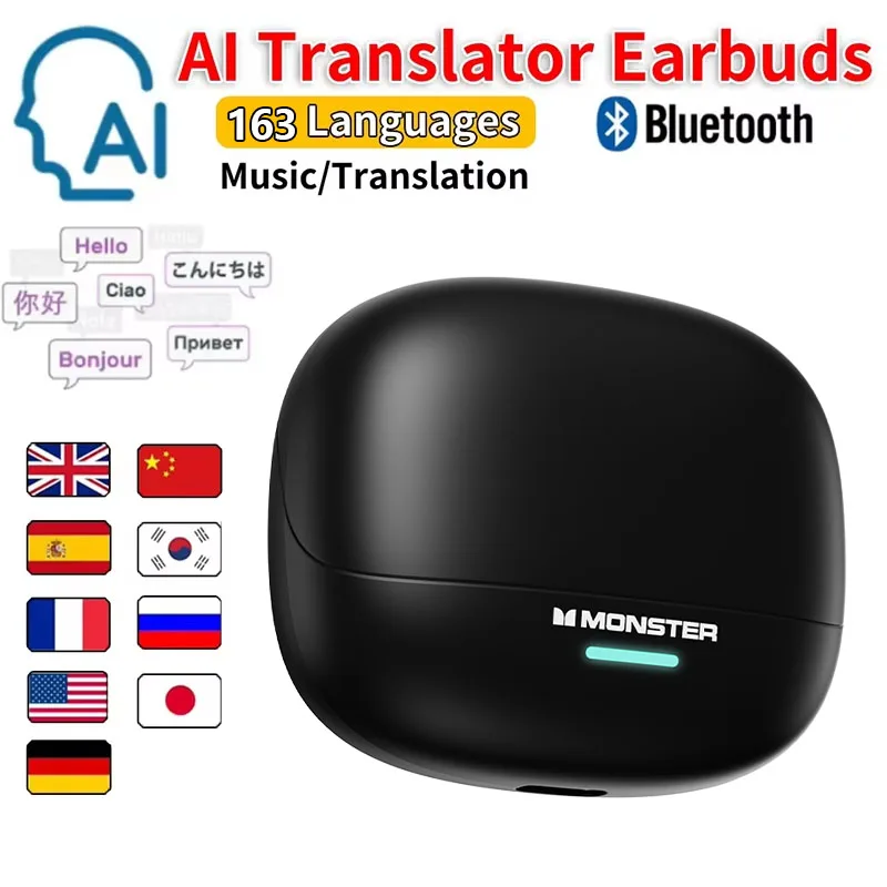 Monster TWS Openair AI Bluetooth Translation Earphones AI Intelligent 100+ languages Sports Earbuds HD Call Headset