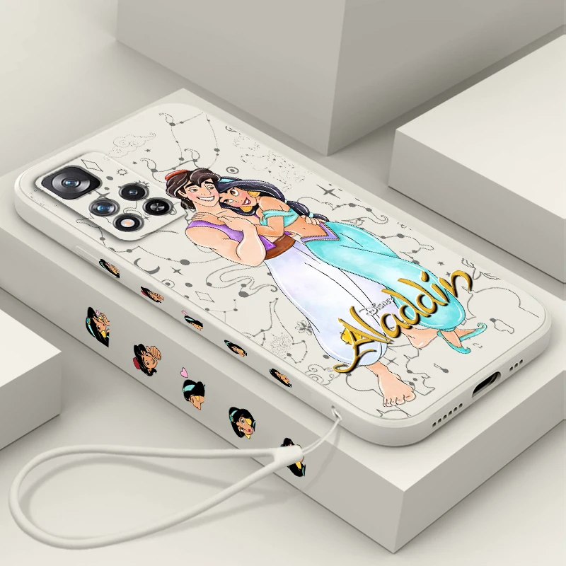 

Aladin Jasmine Disney Liquid Left Rope For Xiaomi Redmi Note 13 12 12S 12R 11 11T 11S 10 10S Pro Plus 5G Cover Phone Case