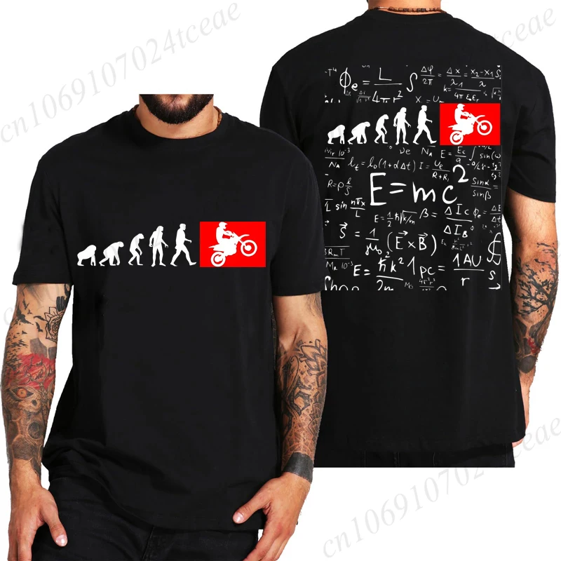 Human Evolution Motocross Design T-shirt for Men Autocycle Motorbike Speedometer Personalized Funny Tees Race Game Black Tops