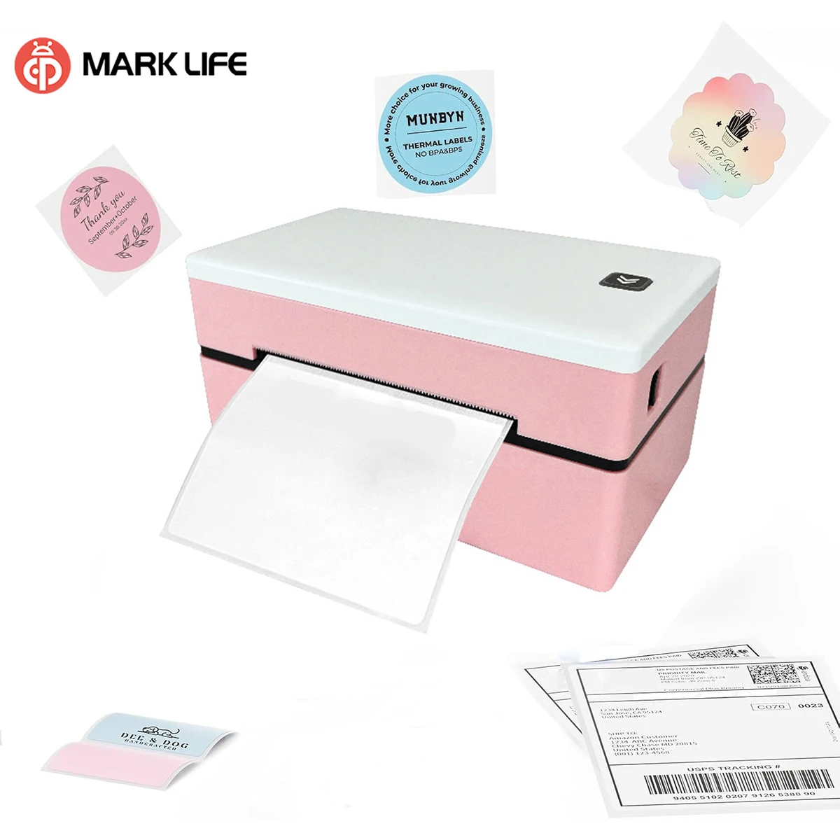 

Marklife D200 Thermal Label Printer Bluetooth-compatible Shipping Label Printer 4X6inch Compatible for iPhone Android Window