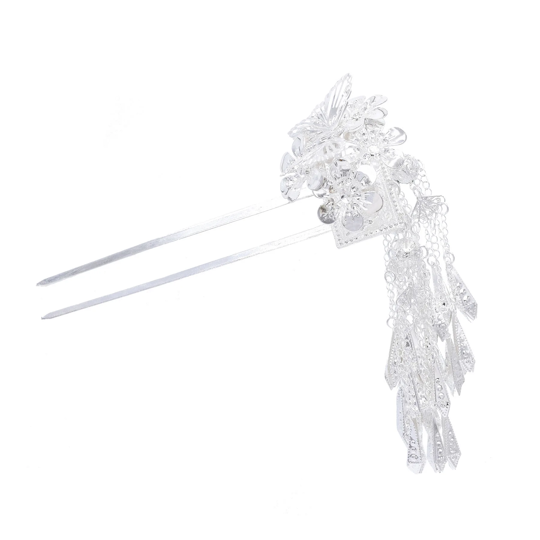 Multiple Style Traditional Vintage Miao Hairpin Silver Color Butterfly Flower Women's Hair Fork Classical Festival Party Jewelry