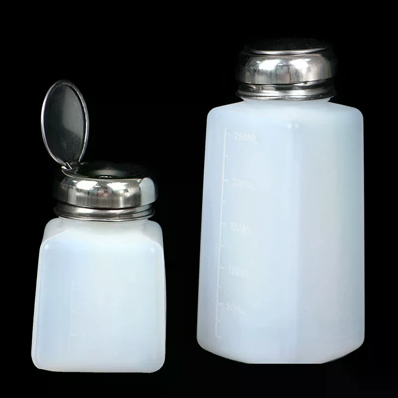 100/200/250ml詰め替え可能な空ポンプディスペンサー、ネイルポリッシュリムーバーボトル、液体UVジェルポリッシュネイルアートクリーンアセトンボトル