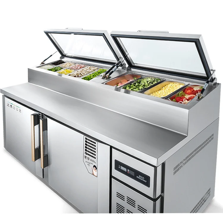 

Commercial Air-Cooled Single-Temperature Prep Table for Sandwich Pizza Salad Counter Top Refrigeration Equipment