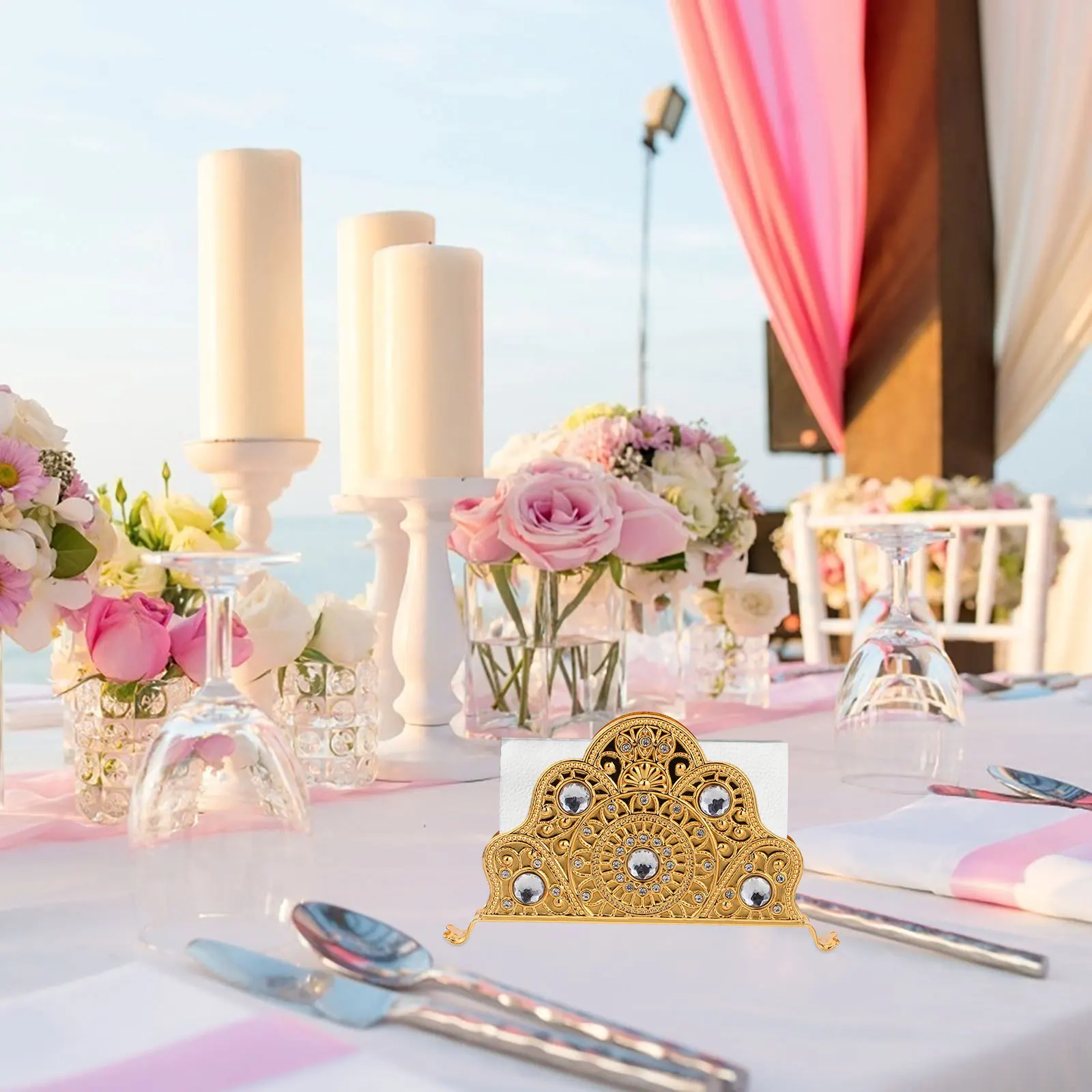 

Table Napkin Holder Freestanding Guest Towel Bar Dispenser Farmhouse for Home Tissue Paper