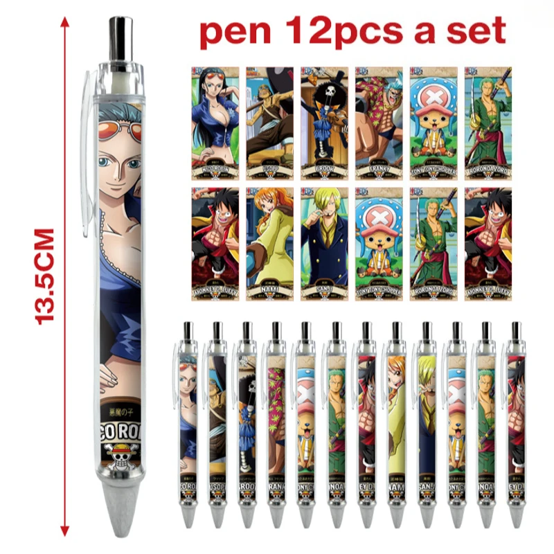 

12 шт., шариковая ручка ONE PIECE, канцелярские принадлежности, мультяшные аниме, производственная периферия, школьная офисная ручка, нейтральная ручка для пола, праздничные подарки