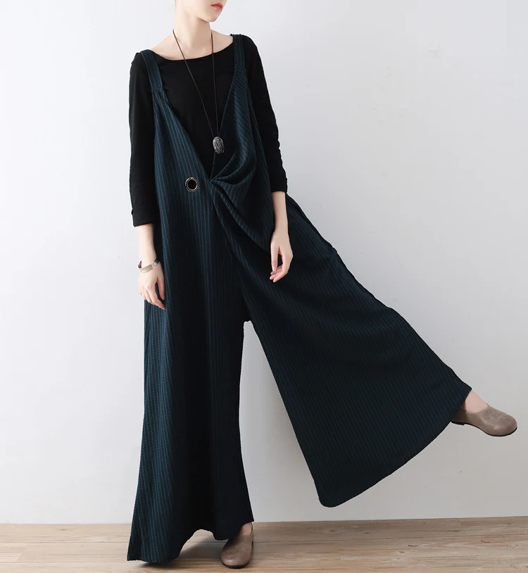 

Джемпсуит-комбинезон женский в полоску, свободный крой, с высокой талией, для повседневной носки, длинные брюки-комбинезон