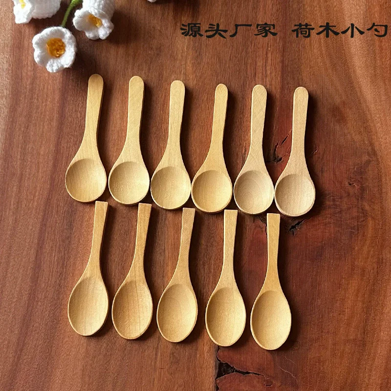 

1000Pcs/Lot 10x3cm Mini Wooden Spoon Kitchen Cooking Teaspoon Condiment Utensil Coffee Round Spoon Kids Ice Cream Tableware Tool