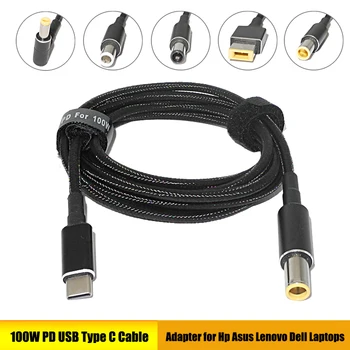 USB Tipo C Cabo para Laptop, Cabo de carregamento, Adaptador, Conversor, Dc, Plug, HP, Asus, Lenovo, Dell, Laptops, 100W, PD