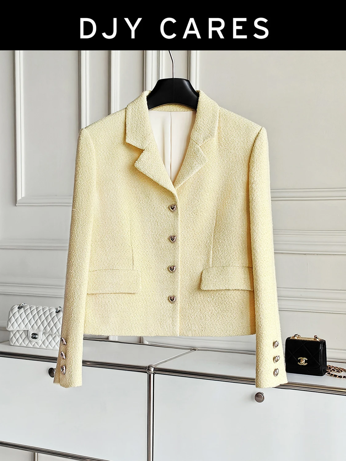 

New Suit collar, coarse woolen coat, fashionable woven top big size