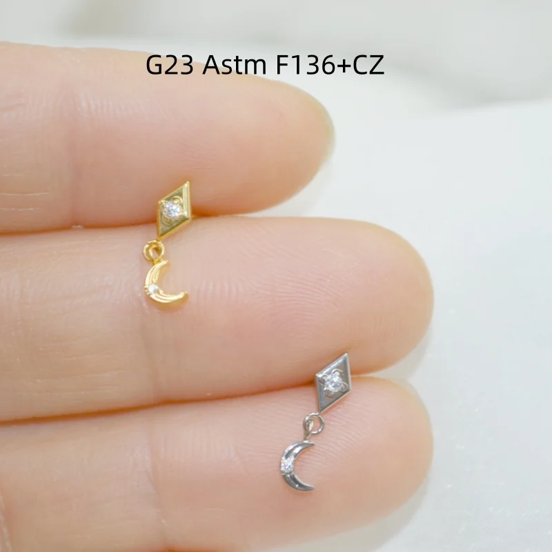 

Lot10pcs G23 Titanium ASTM F136 CZ Gem Lip Labret Bar Ear Helix Tragus Rook Barbells Stud Piercing Jewelry