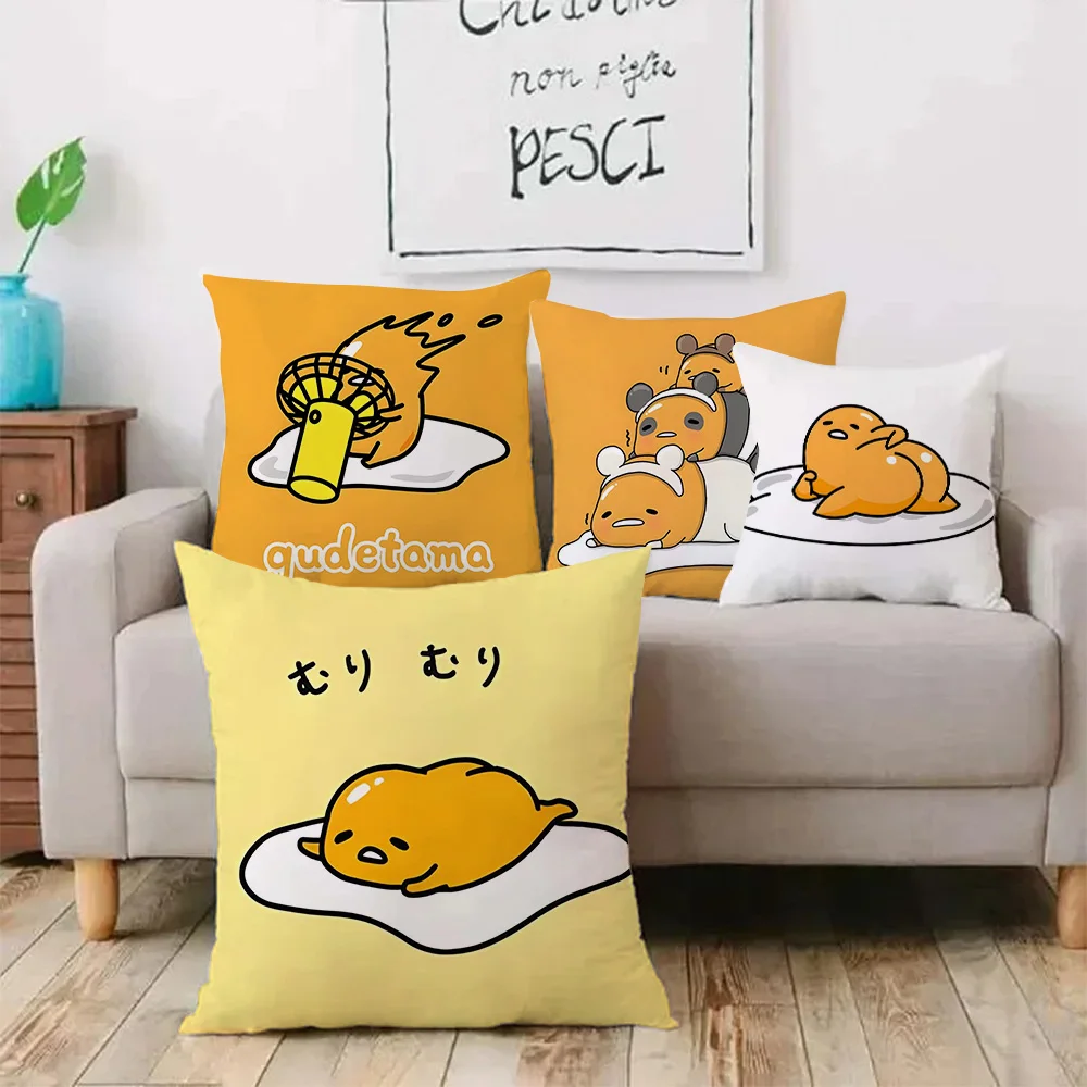 Pillow Covers Cartoon Funny Gudetama Sofa Decorative Home Double-sided Printing Short Plush Cute Cushion Cover