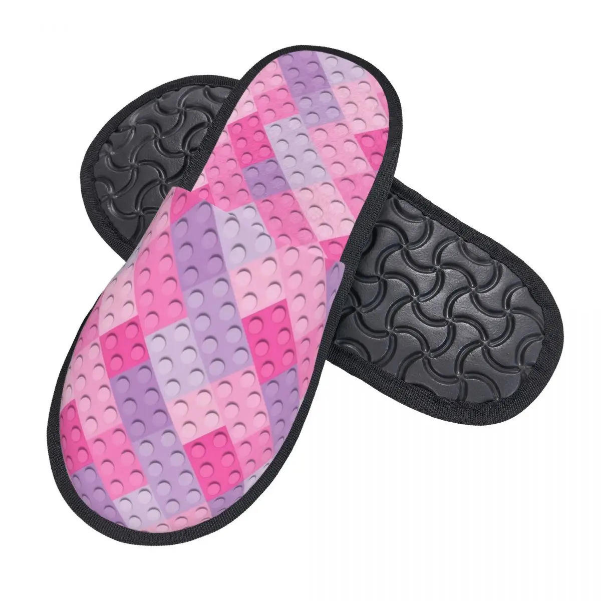 Colorful Building Plastic Brick Toy Blocks Patterns House Slippers Women Comfy Memory Foam Slip On Bedroom Slipper Shoes