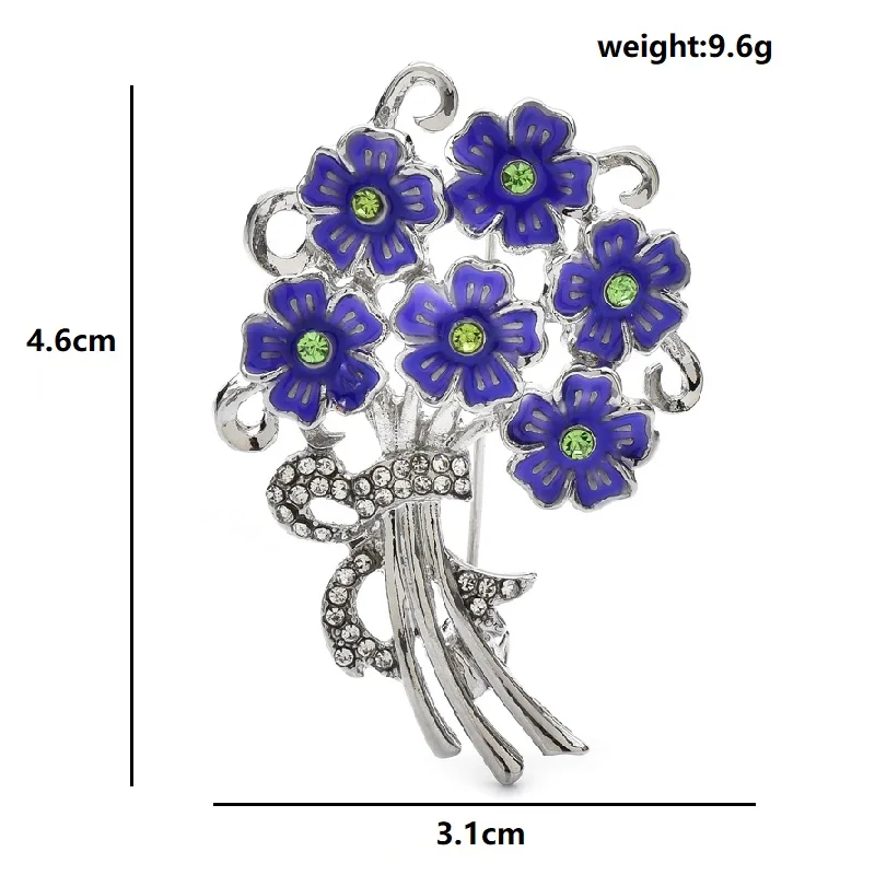 Wuli&baby Enamel Eternal Flower Bouquet Women Jewelry Brooch Pin Gift 2 Colors Crystal Badge
