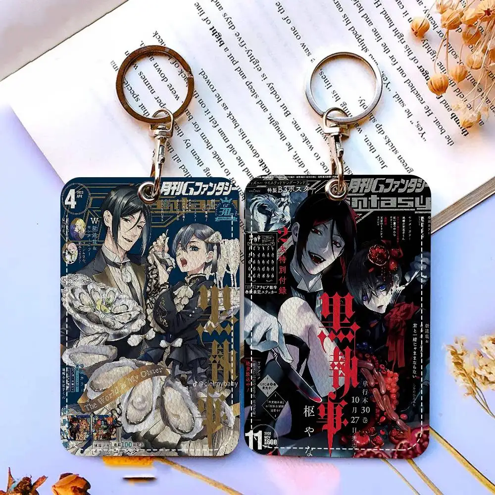 الكلاسيكية أنيمي B-أسود B-Butler حامل بطاقة مناسبة للبنك الأعمال حامل بطاقة العمل بطاقة الهوية الائتمانية شارة حقيبة حامل المفاتيح #2