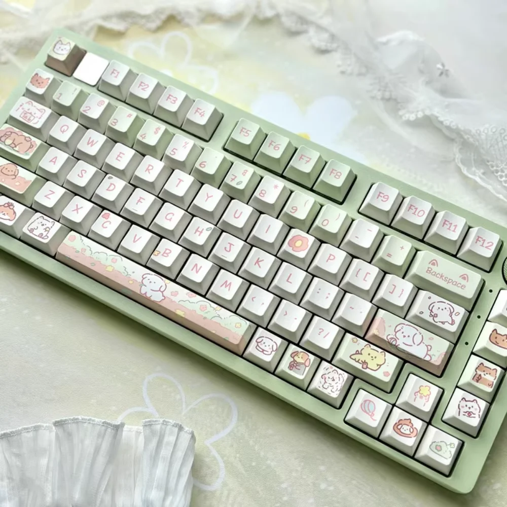 Spring Wilderness Girls Cute Keycaps pour claviers mécaniques, aucun clavier, sublimation thermique, PBT 95, prédire