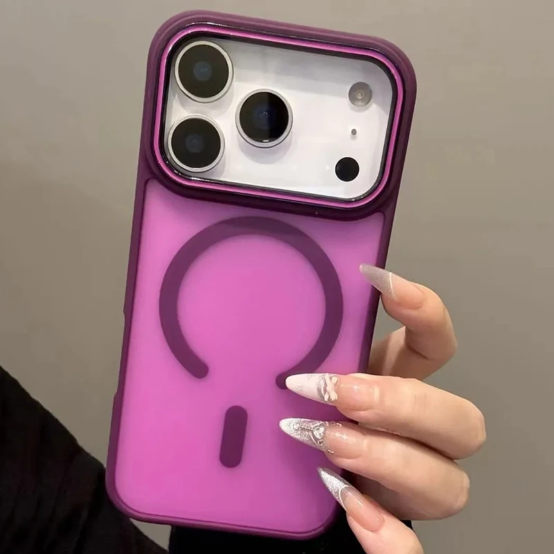Casing Ponsel Transparan Matte Mewah Untuk Pengisian Daya Nirkabel Magsafe Untuk iPhone 17 16 15 14 13 Pro Max 17Air 17 Penutup Bumper Magnetik
