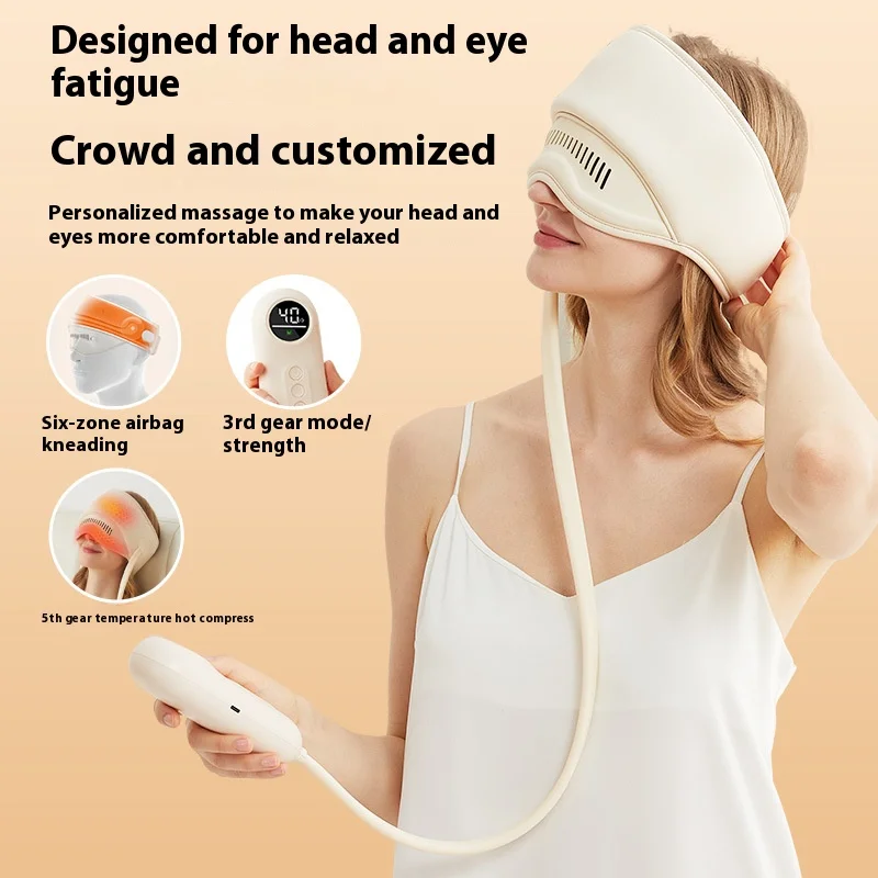 

Head Massage Instrument Home Sleep Instrument Airbag Wrapped Heating Intelligent Sleep Head and Eye Massage Machine