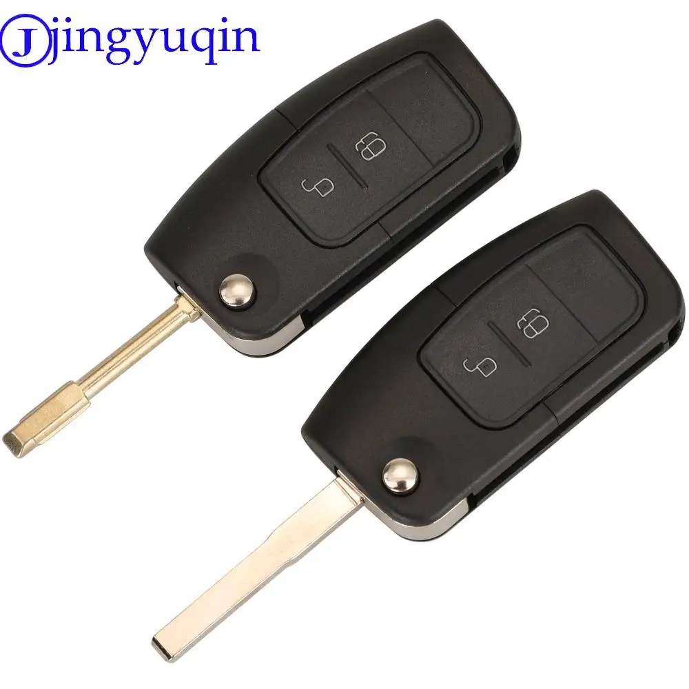 Jingyuqin Flip Remote Car Key Shell Case For Ford Fusion Focus Fiesta MK7 Mondeo MK3 MK4 Galaxy Ranger FO21/HU101 Blade