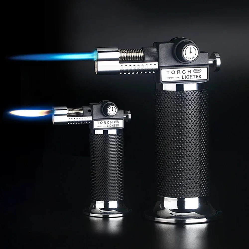 Dual Fire Lighter Adjustable Welding Torch Spray Gun Jet Flame Lighter Kitchen Cooking Outdoor BBQ Windproof Metal Cigar Lighter