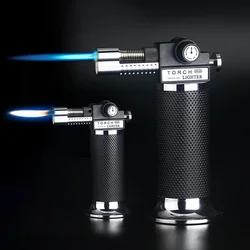 Dual Fire Lighter Adjustable Welding Torch Spray Gun Jet Flame Lighter Kitchen Cooking Outdoor BBQ Windproof Metal Cigar Lighter