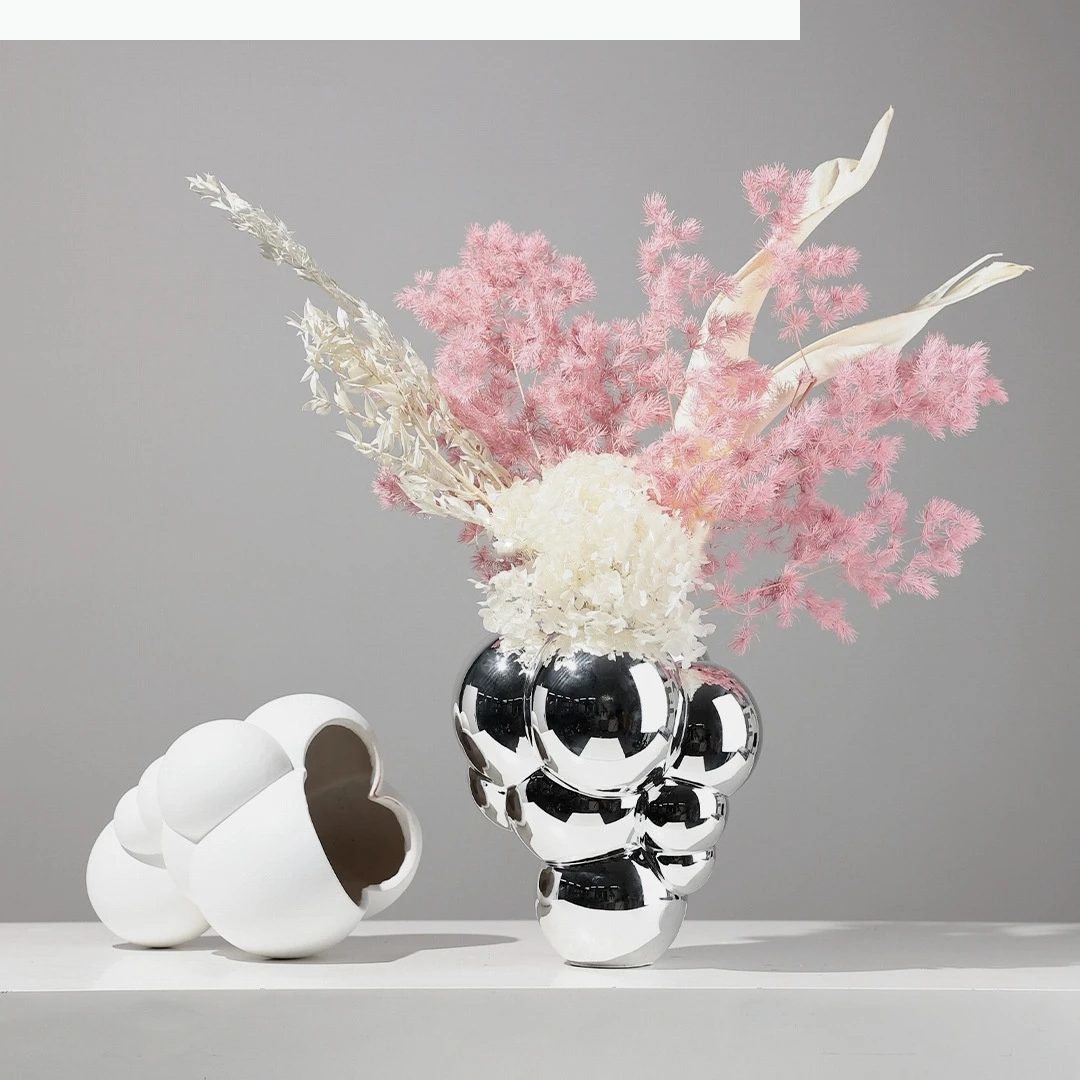 Resin Handicrafts Abstract Bubble Flowerpot Flower Vase Flower Arrangement Accessories Geometric Sphere Home Decoration
