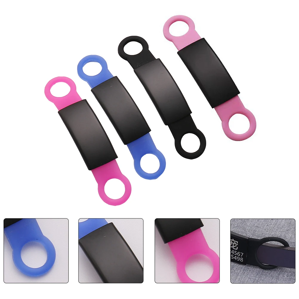 

4Pcs Pet Identity Tag Premium Silicone Simple Design Cat Dog Id Tag Engraved Phone Number Name Collar Decoration Supply