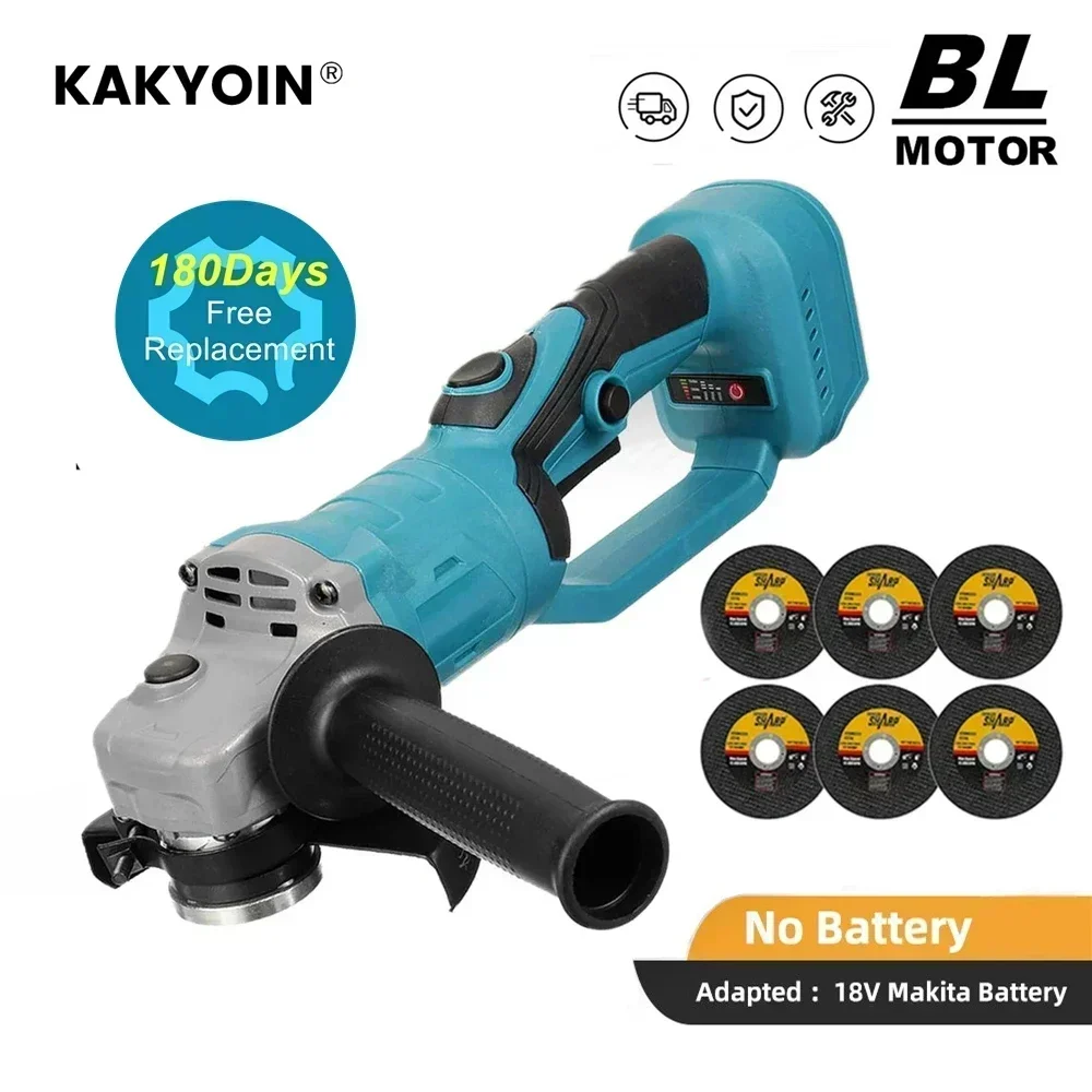 KAKYOIN Brushless 125MM M14 Electric Angle Grinder Cutting Machine 5pc Angle Grinder Slice Power Tool for Makita 18V Battery