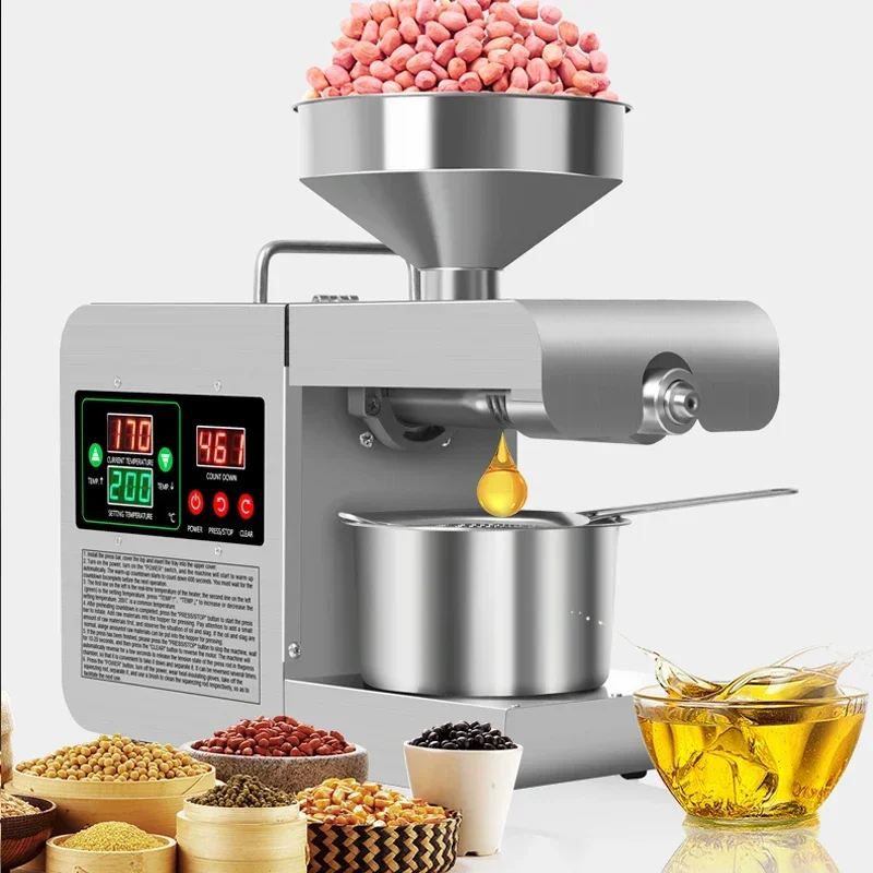 

Oil Press Mashine For Home Peanuts Heat Oil Extraction Machine Olive Oil Extractor Stainless Steel Adjustable Temperature X8S