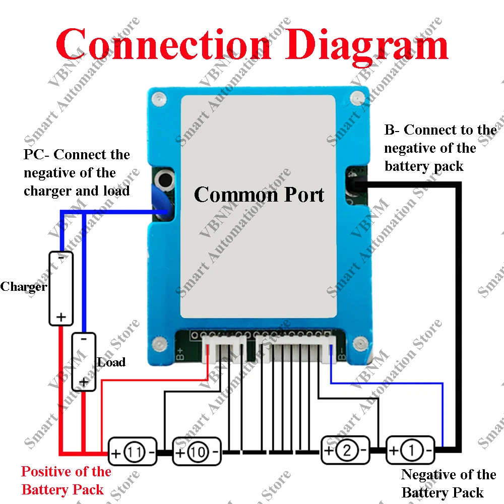 Bms 13s 48v 20a for 3.7vリチウムイオン電池18650 21700,充電8A,過放電保護,電動自転車用,62.5x50.5x9.5mm