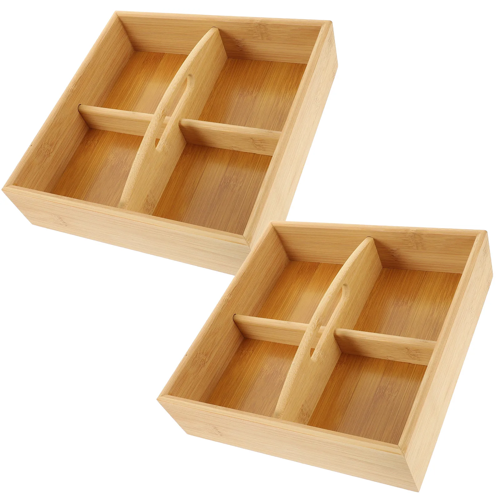 

2pcs Dried Fruit Nuts 4-Compartment Wooden Case Snack Box For Home Bread Display Cookie Plate Desktop Serving Tray Food Storage