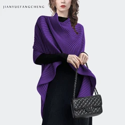 Fashion Women Knitted Shawl Solid Color Thin Windproof Coat Irregular Length Fashion Elegant Loose Casual Sweater Pullovers