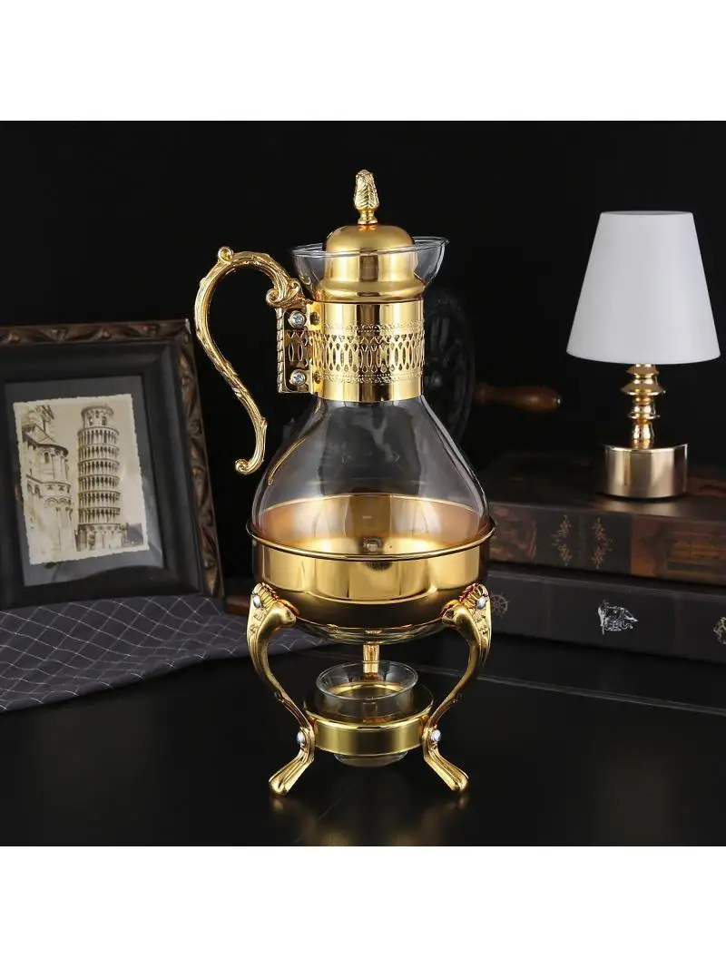 

Gold Arabic Coffee Pot 3 Piece Set Hotel Luxury Retro Heatable Glass Coffee Pot Nordic Sle Glass Material