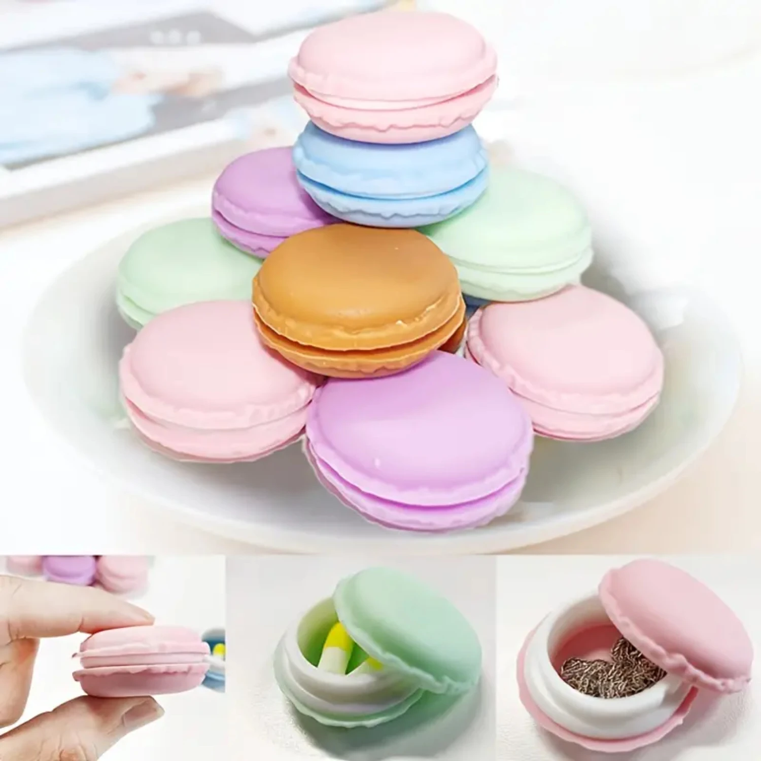 Cute Mini Candy Macaron Pill Box - Mini Jewelry and Storage Box, Colorful Organizer for Pills and Small Items in One Piece