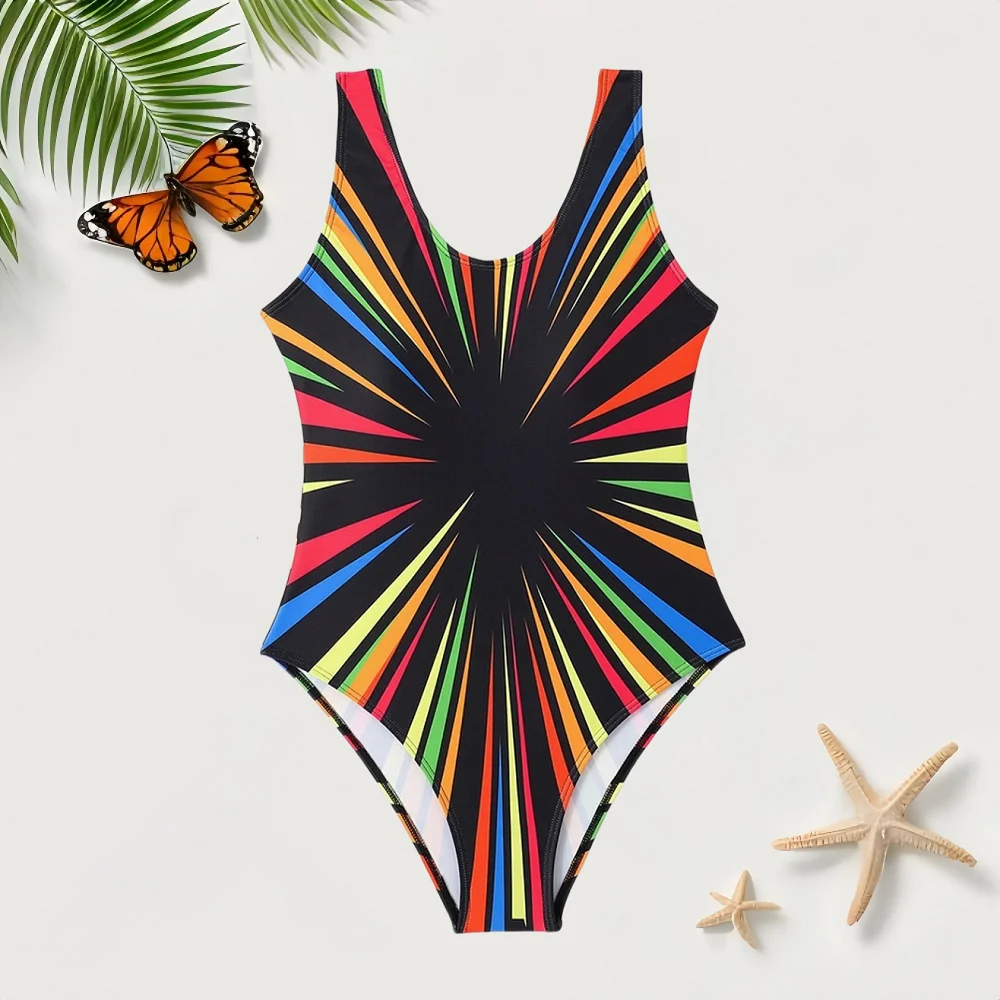 2024 Summer Women Sexy Backless One Piece Bikini Swimsuit Women Swimsuit Triangle Belly Covering Bikini Colorful Swimsuit