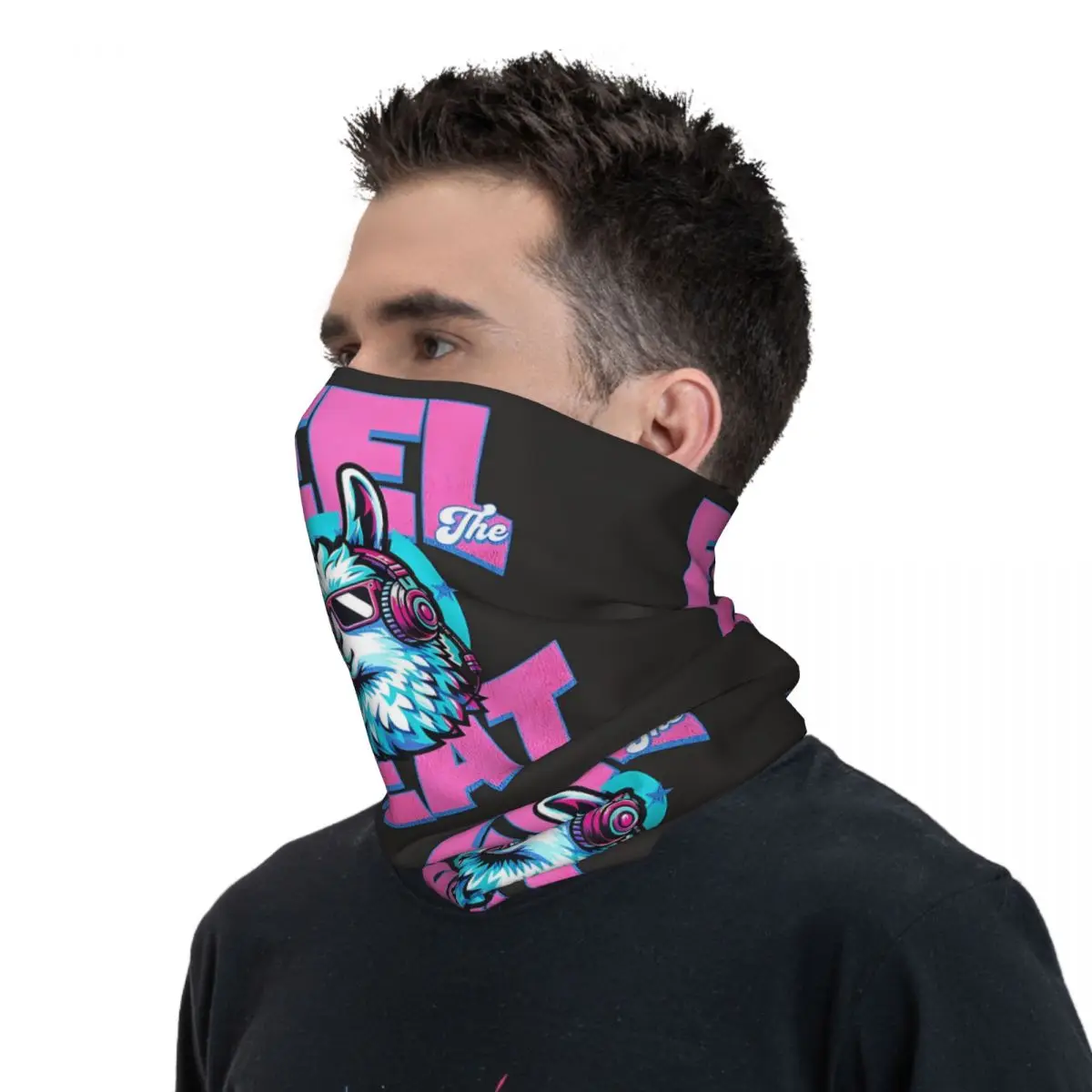 Cool Lama avec casque pour les amoureux du lama, Flag The Beat Neck, GaClaFace planchers f, Cache-cou, Bandana planchers f pour femmes