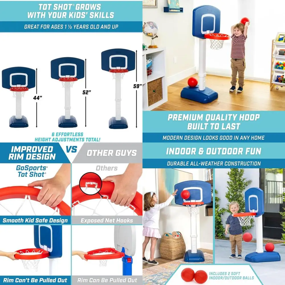 

Баскетбольный набор для малышей с регулируемой высотой - игрушечное баскетбольное кольцо для дома и улицы