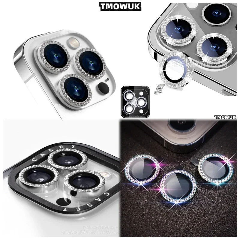 

For IPhone 16 15 14 Pro Max Plus 13 12 11 Pro Max Mini Sparkling Rhinestone Lens Cover