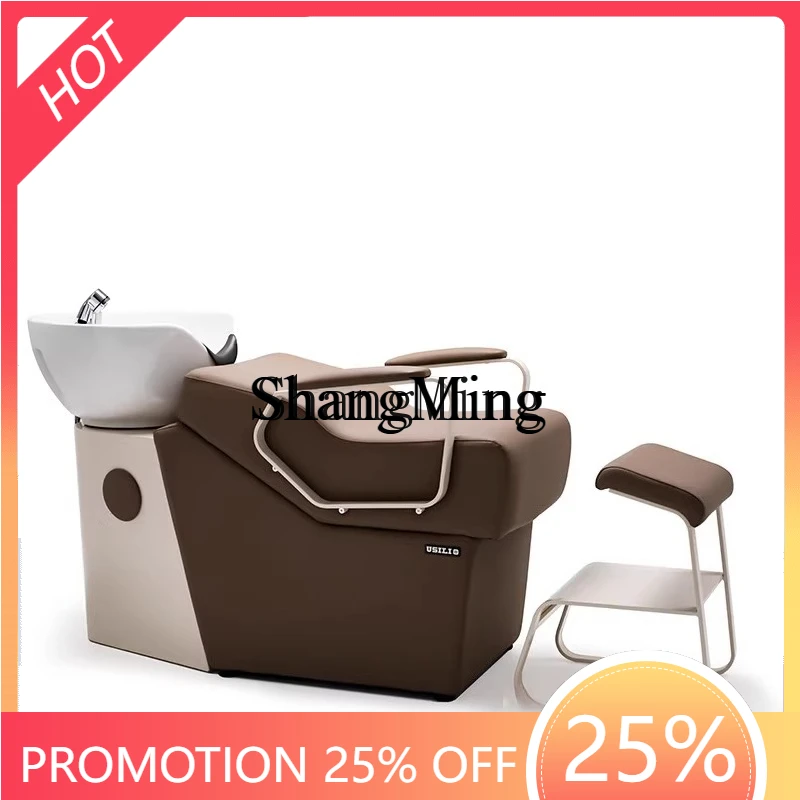 

ZYY exquisite new high-end barber shop shampoo flat bed hair salon special with water heater ceramic basin flat lying