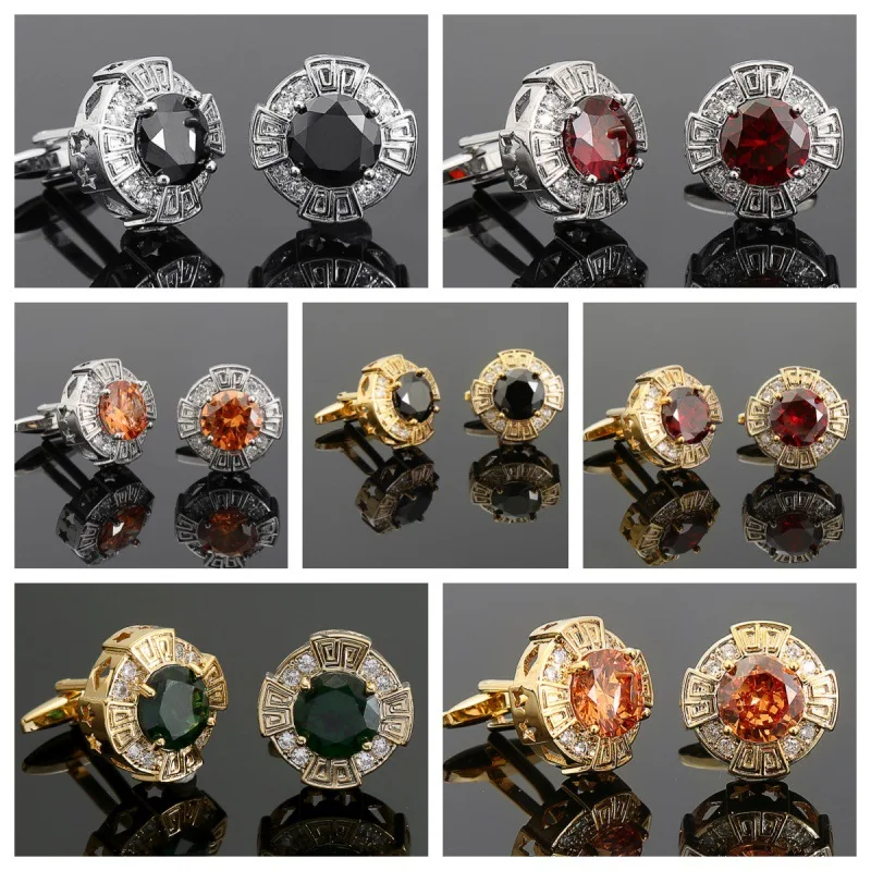 

Luxury Zircon Sleeve Studs Mens Shirts Cufflinks Crystal Copper Cuff Buttons Premium British Cuff Links French Style Cufflinks