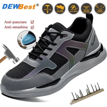 Zapatillas de deporte ligeras y cómodas para hombre, zapatos de trabajo de seguridad antigolpes, botas con punta de acero, calzado de seguridad usable, 2024